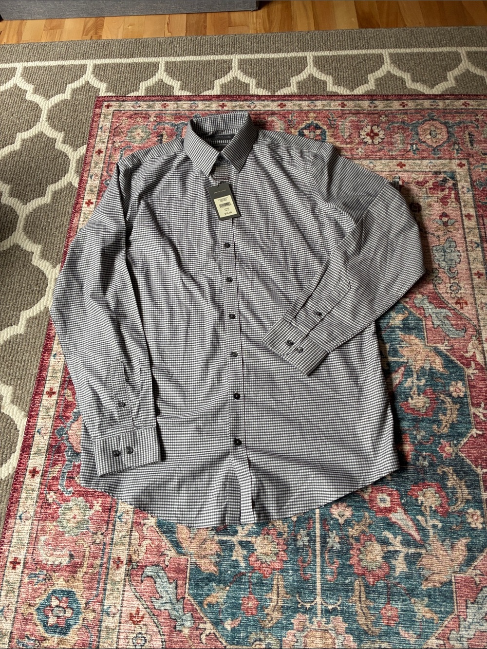 Denver Hayes Men's Button-Down Dress Shirt - Black & White Check